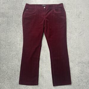 White House Black Market Pants Womens 14 Red Corduroy Straight Leg Stretch Chino